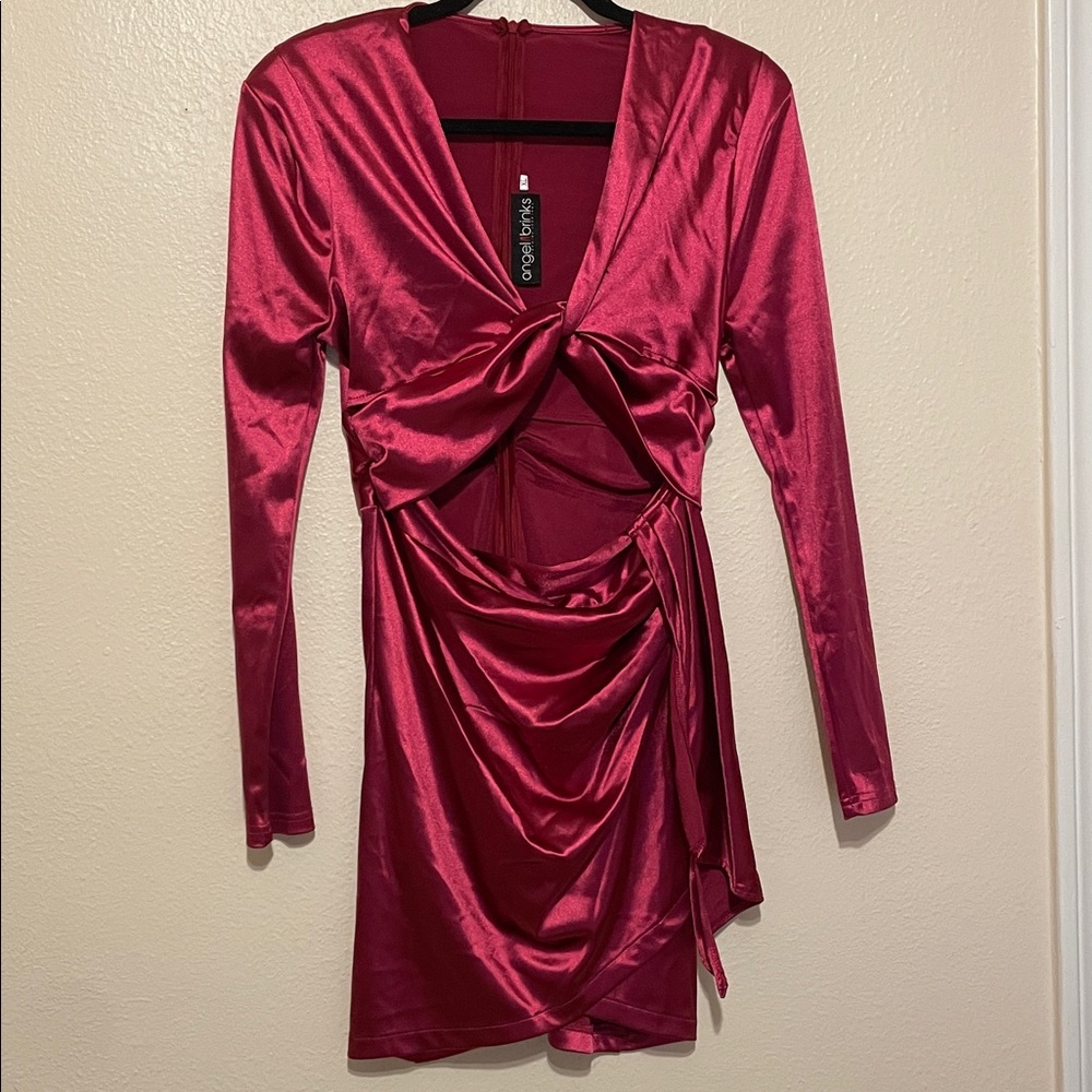 Stretch Satin Cutout Dress